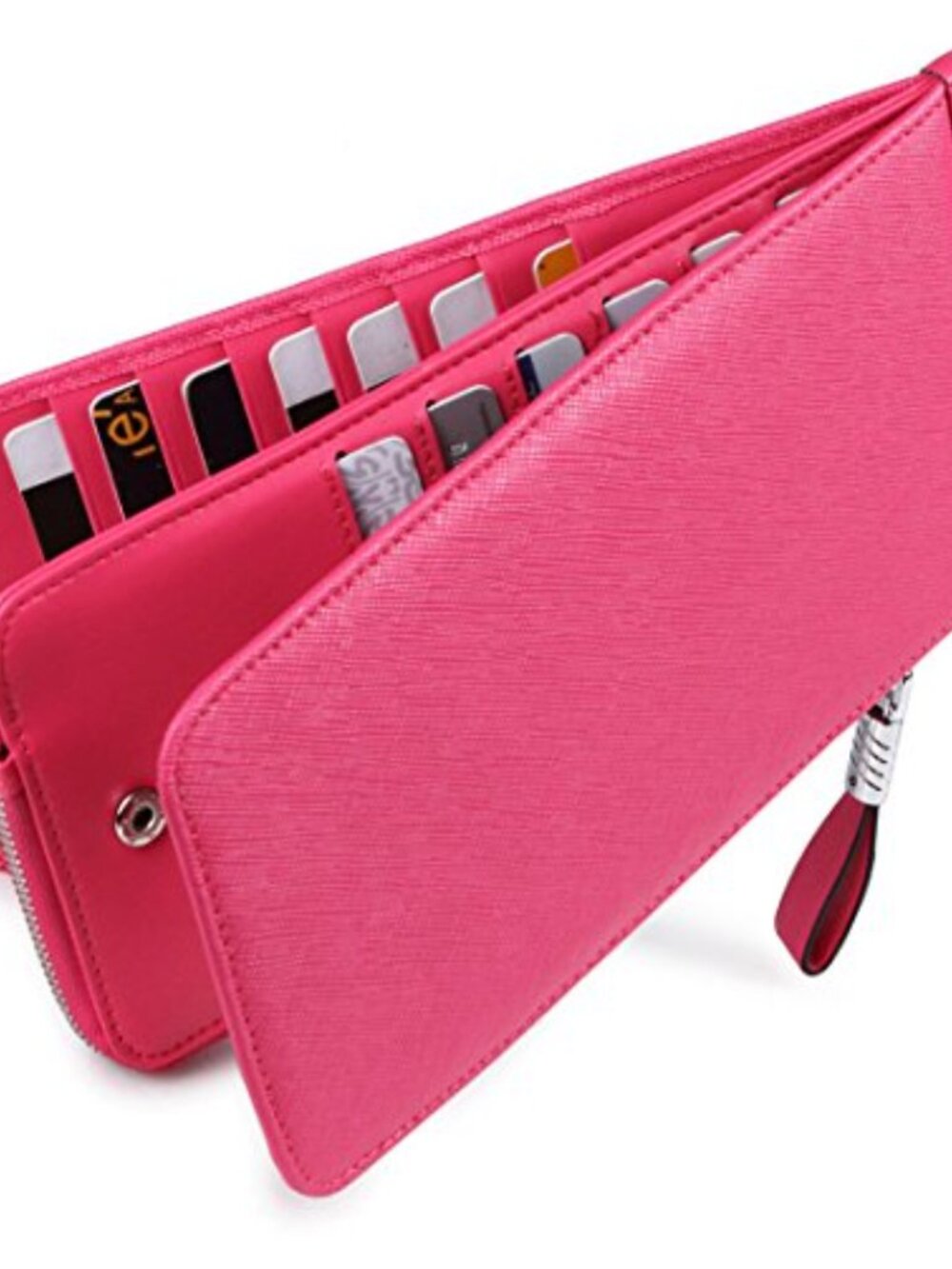 RFID Blocking Leather Long Zipper Wallet Card Organizer Clutch ID Window